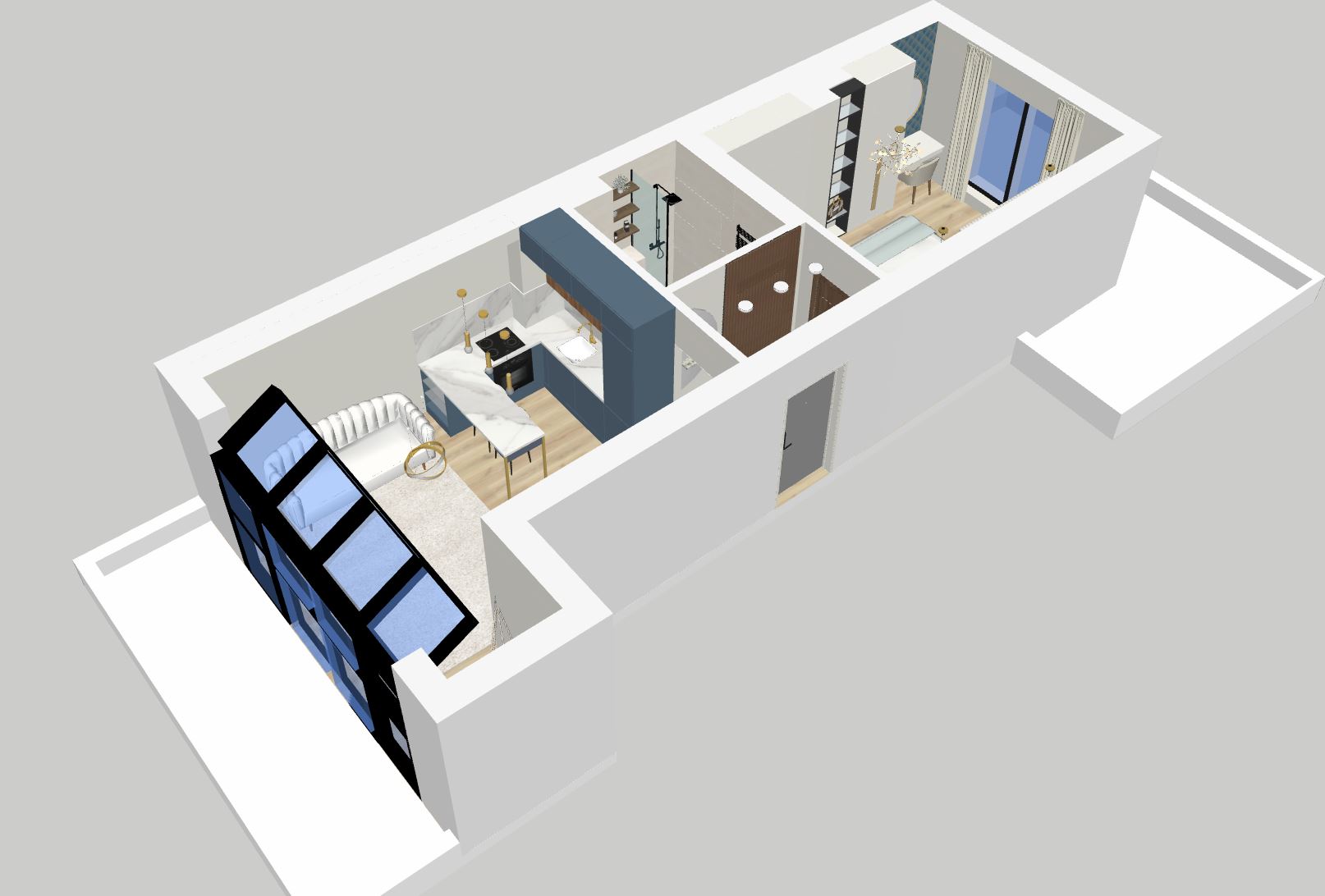 Modern Apartment — 3D SketchUp floor plan view