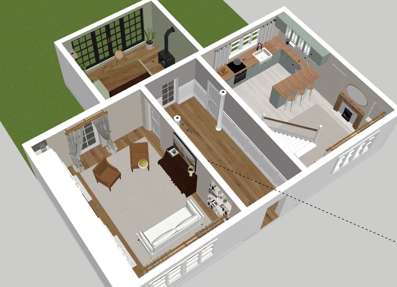 Scottish Cottage — 3D SketchUp floor plan view